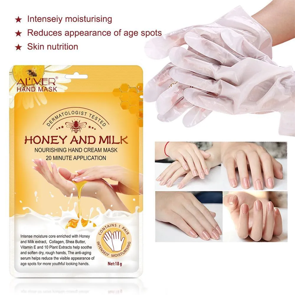 Aliver Honey & Milk Hand Moisturizing Mask 1/3/5 Pcs