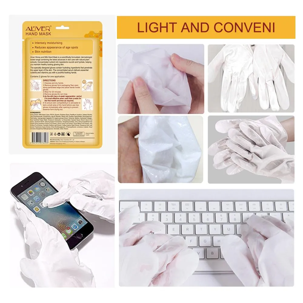 Aliver Honey & Milk Hand Moisturizing Mask 1/3/5 Pcs