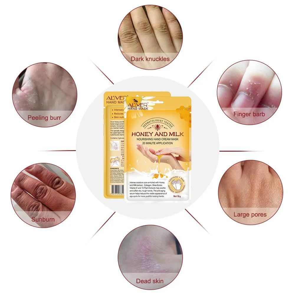 Aliver Honey & Milk Hand Moisturizing Mask 1/3/5 Pcs