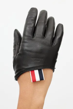 Black Leather Cashmere Lined Asymmetrical Glove
