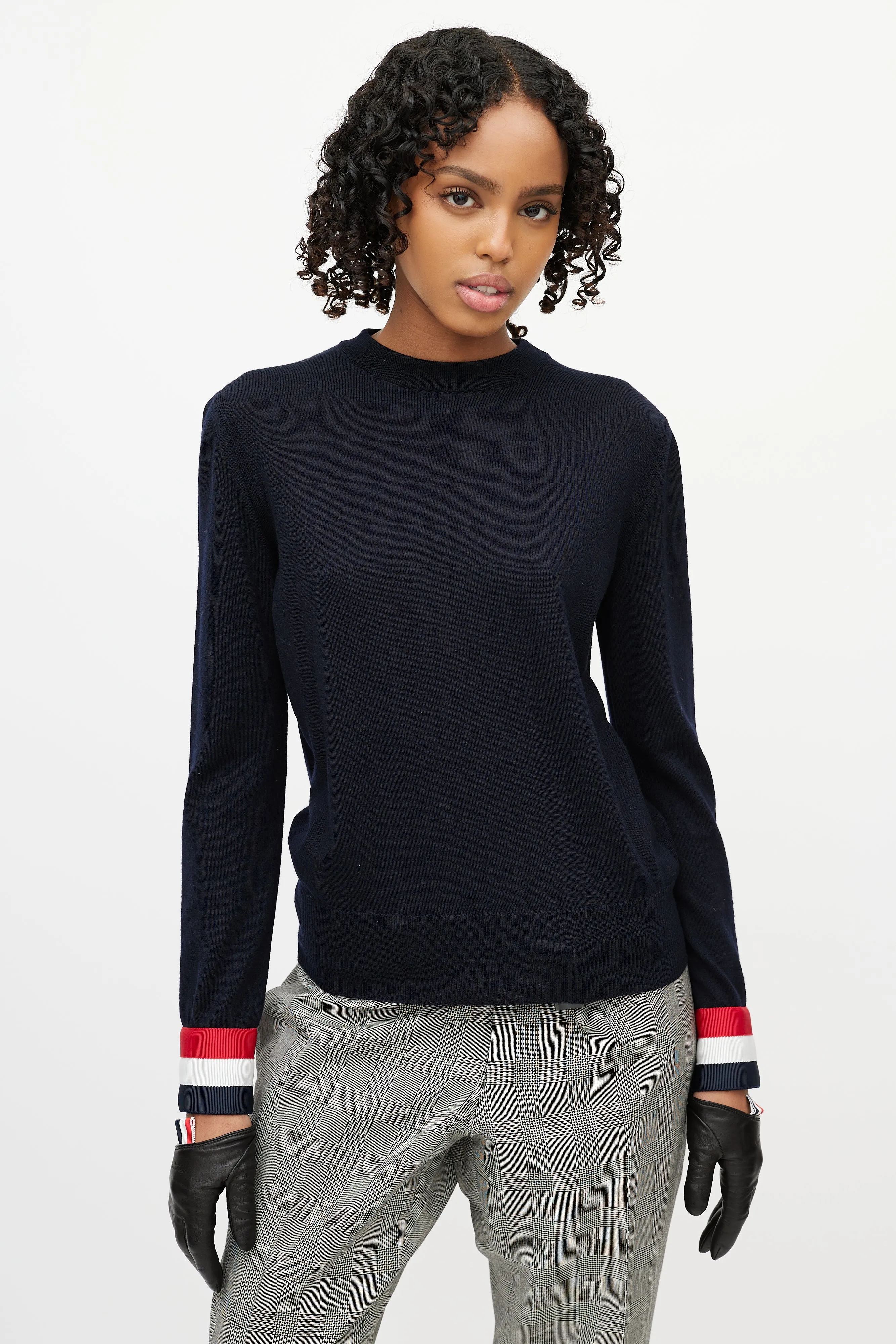 Black Leather Cashmere Lined Asymmetrical Glove