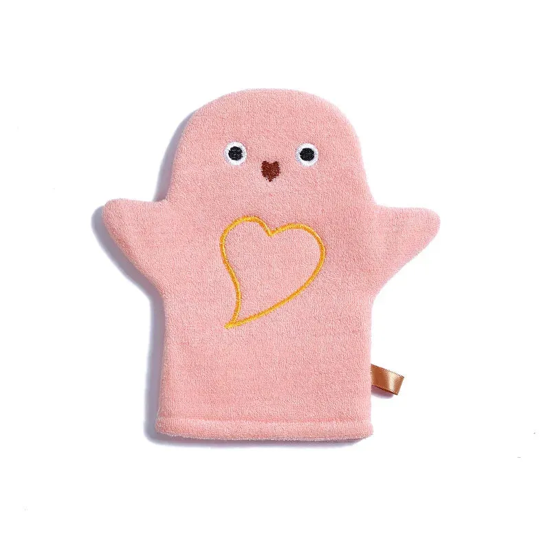Cute Baby Bath Gloves – Soft Cartoon Penguin Scrubbing Gloves for Kids, Gentle Body Cleaning Sponge Bath Accessories