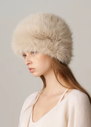 Double-sided Vegan Fur Cashmere Beanie - Wheat