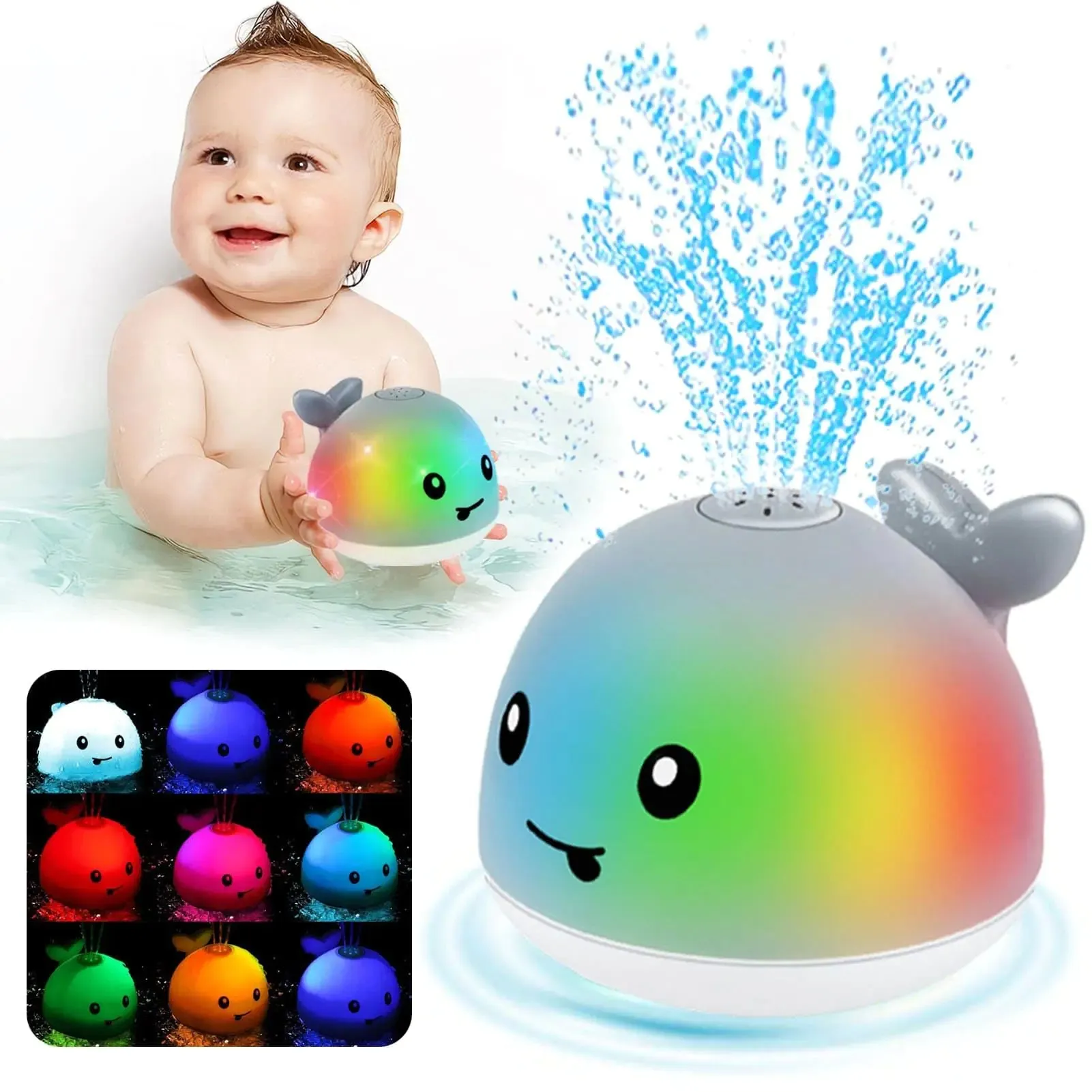 Light Up Baby Bath Toys - Spraying Whale Bath Toy Sprinkler Bath Fountain Toys for Toddlers 1-3 Baby Bathtub Pool Toys 6-12-18months First Birthday Gifts 1 2 Year Old Must Haves Kids Bath Accessories
