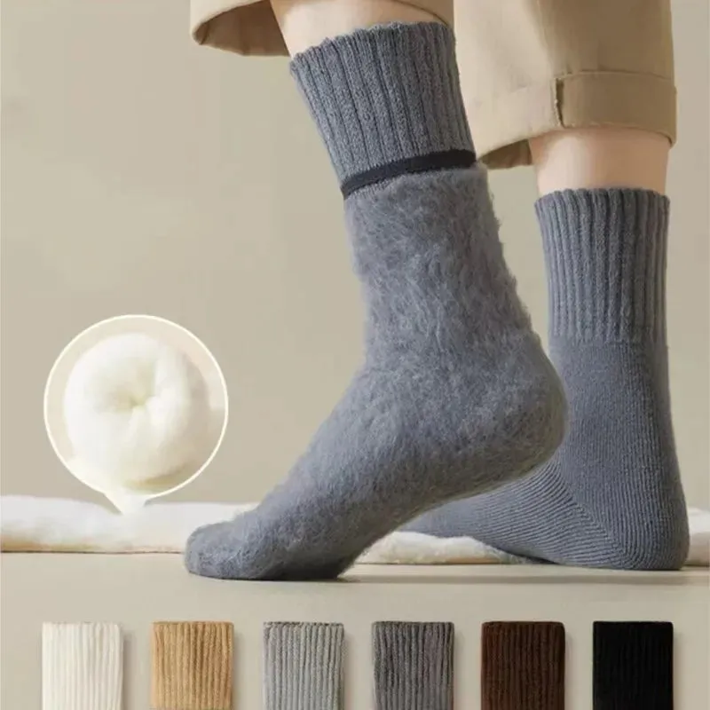 Sohiwoo Men's Autumn Winter Socks Cashmere Stocking Wool Sock Extra Thick Stocking Mid-tube Socks Winter Simple Fashion Socks Long Socks