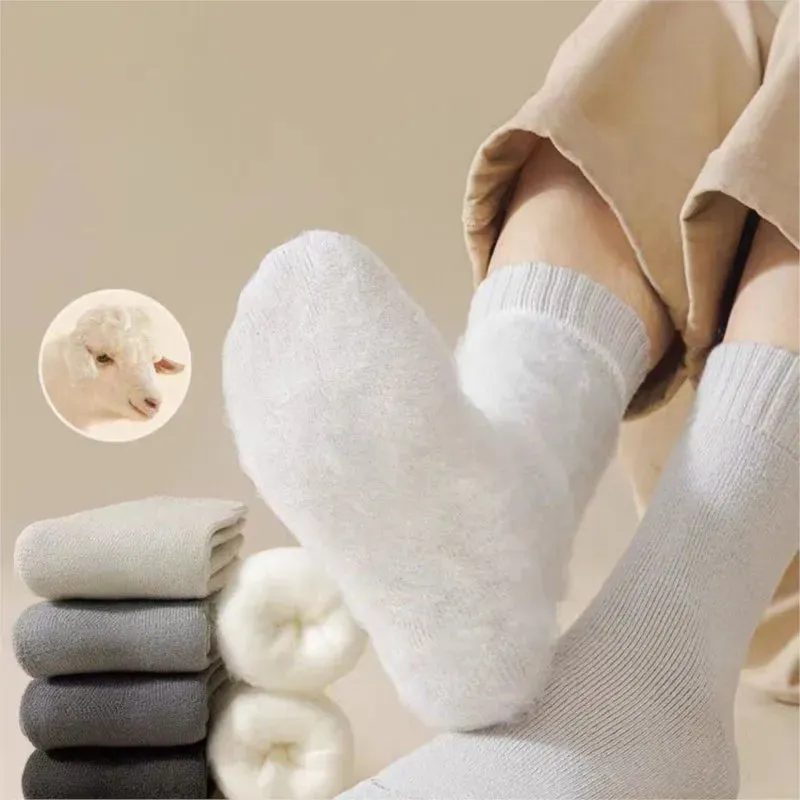 Sohiwoo Men's Autumn Winter Socks Cashmere Stocking Wool Sock Extra Thick Stocking Mid-tube Socks Winter Simple Fashion Socks Long Socks