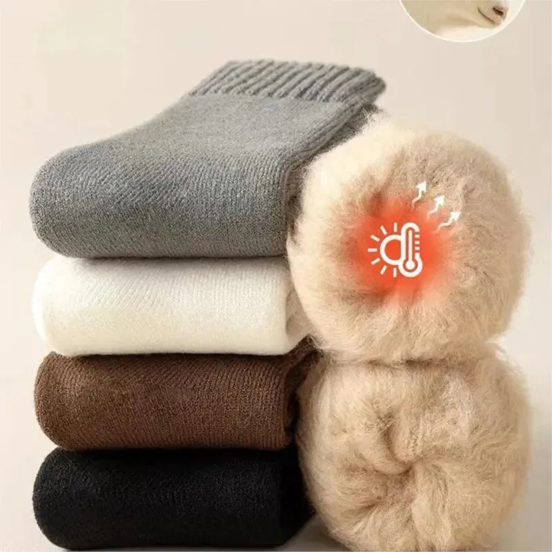 Sohiwoo Men's Autumn Winter Socks Cashmere Stocking Wool Sock Extra Thick Stocking Mid-tube Socks Winter Simple Fashion Socks Long Socks