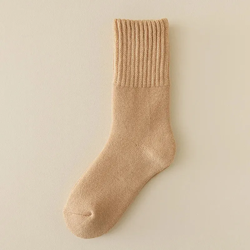 Sohiwoo Men's Autumn Winter Socks Cashmere Stocking Wool Sock Extra Thick Stocking Mid-tube Socks Winter Simple Fashion Socks Long Socks