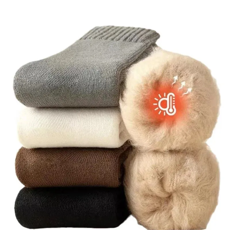 Sohiwoo Men's Autumn Winter Socks Cashmere Stocking Wool Sock Extra Thick Stocking Mid-tube Socks Winter Simple Fashion Socks Long Socks