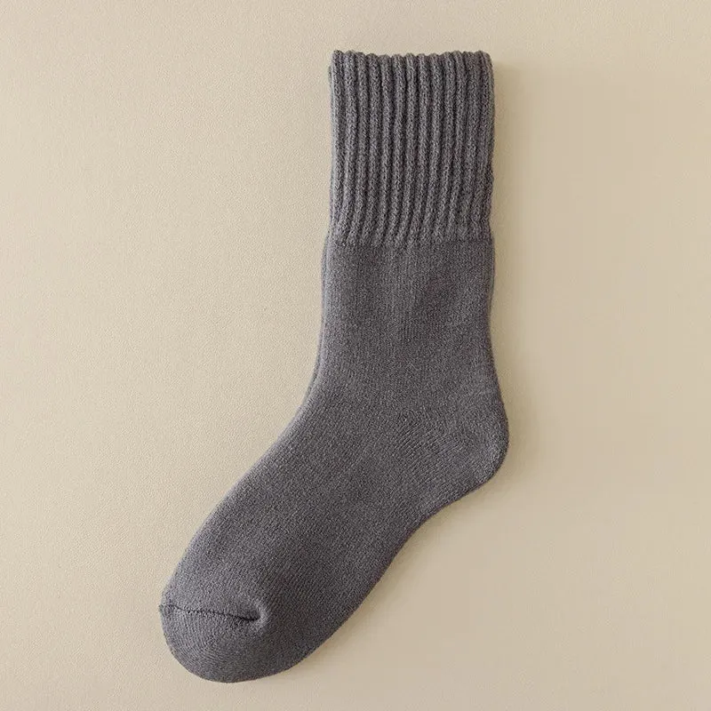 Sohiwoo Men's Autumn Winter Socks Cashmere Stocking Wool Sock Extra Thick Stocking Mid-tube Socks Winter Simple Fashion Socks Long Socks