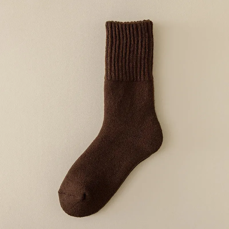 Sohiwoo Men's Autumn Winter Socks Cashmere Stocking Wool Sock Extra Thick Stocking Mid-tube Socks Winter Simple Fashion Socks Long Socks